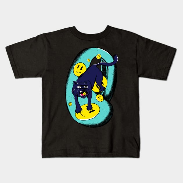 I Eat Smilies Smile Cat Pop Art Illustration Kids T-Shirt by Foxxy Merch